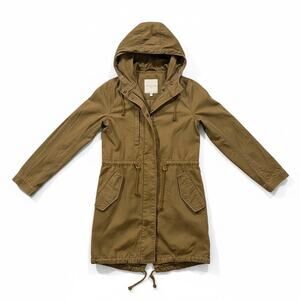 Madewell Utility Cotton Jacket Hooded Anorak Parka Khaki Brown Small